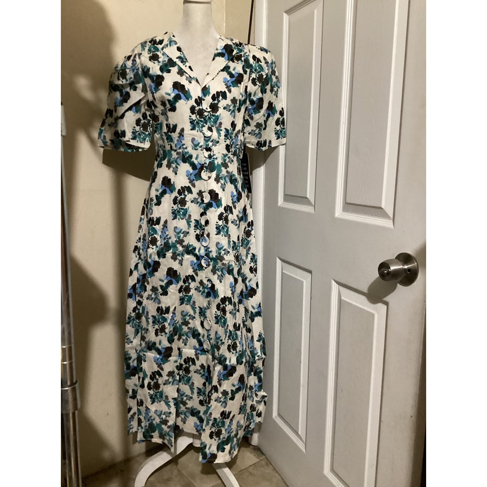 Tuckernuck Blue Blooms Floral Button Front Maxi Dress NYAP-12-D626 Size S